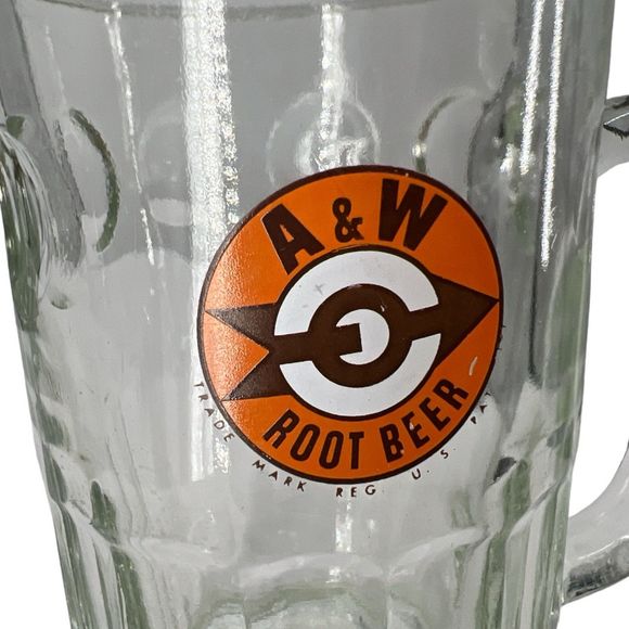 A & W 1960's Rootbeer Glass Mug Arrow bullseye logo heavy duty with handle - Picture 8 of 10